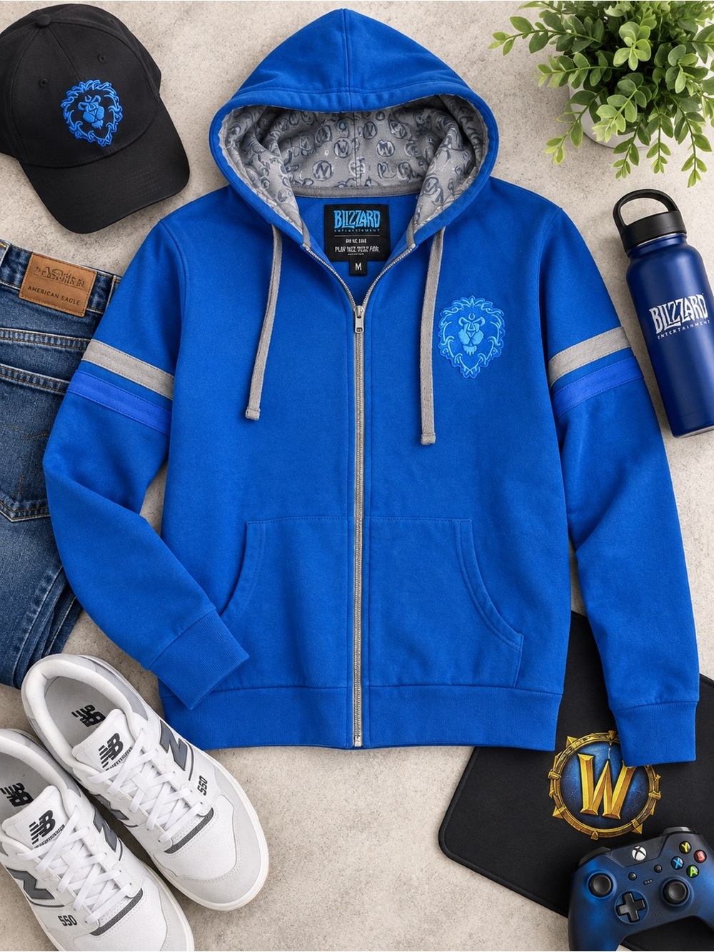 Blizzard Men’s Blue Zip-Up Hoodie Jacket with Crest
